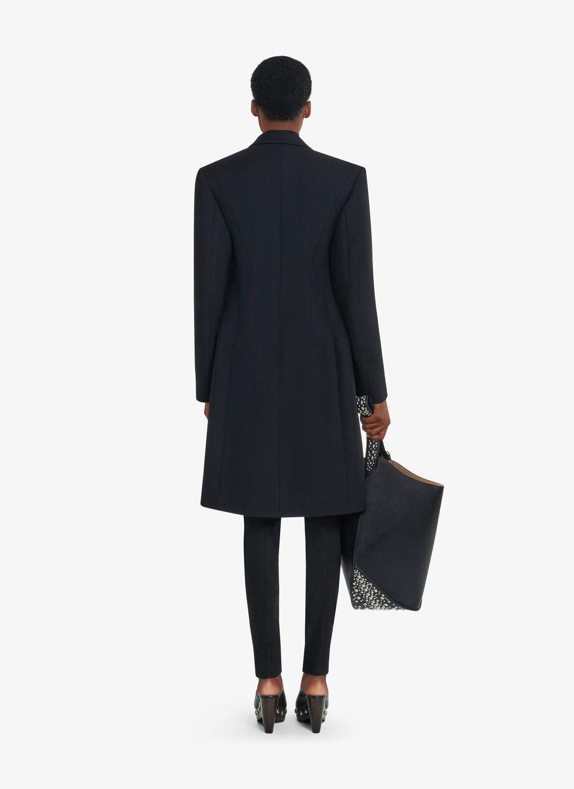 WOOL GABARDINE COAT ALAÏA BLACK WOOL GABARDINE COAT